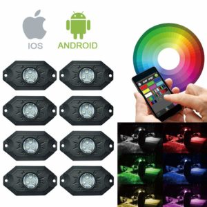 8Pods LED RGB Rock Lights Along With Cell Phone Control and Bluetooth Controller